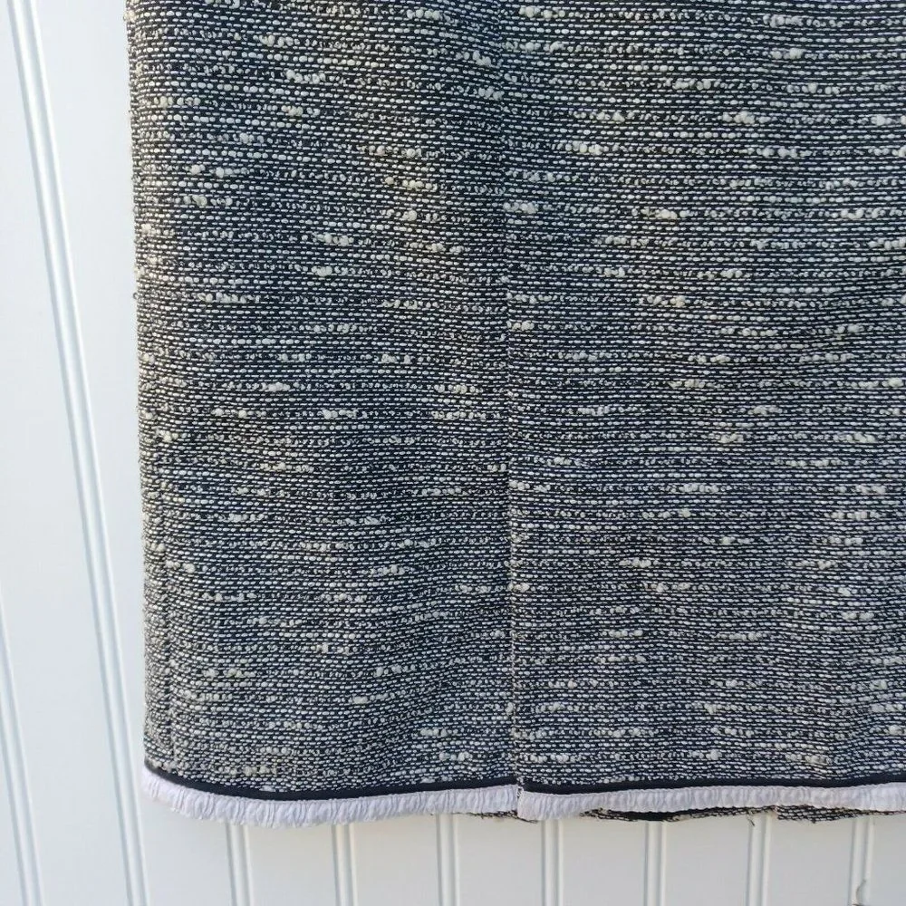 Nanette Lepore Pencil Skirt Size 6 Black White Tweed Kick Pleats Retro Wiggle - Picture 5 of 10